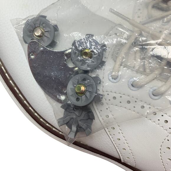 Thestron Mens Size 9 White Faux Leather Lace Up Oxford Golf Course Shoes - Picture 9 of 9